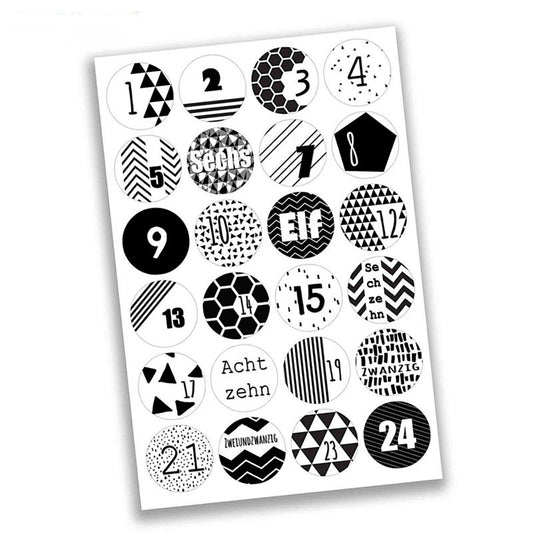 Adventskalender-Zahlen black & white